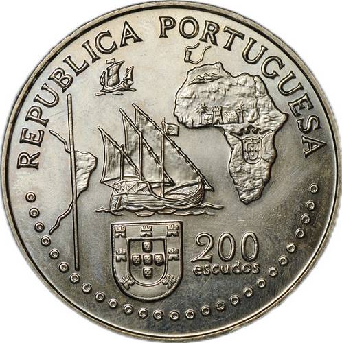 Монета 200 эскудо 1994 500 лет с момента заключения Тордесильясского договора Португалия