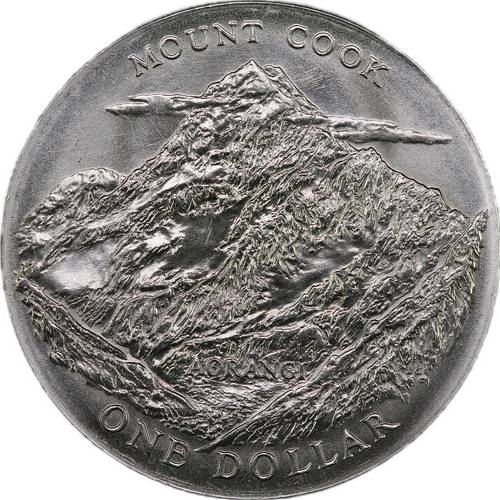 Монета 1 доллар 1970 Гора Кука Новая Зеландия