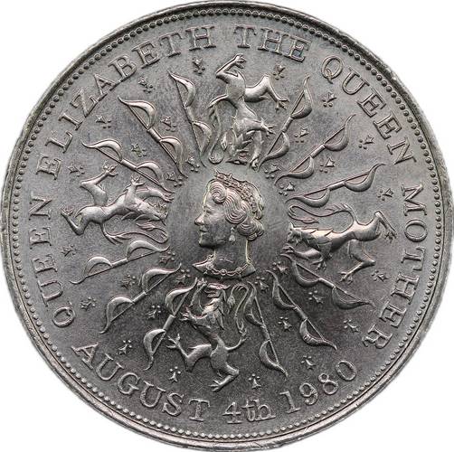 Монета 25 пенсов 1980 80 лет со дня рождения Королевы-Матери Великобритания
