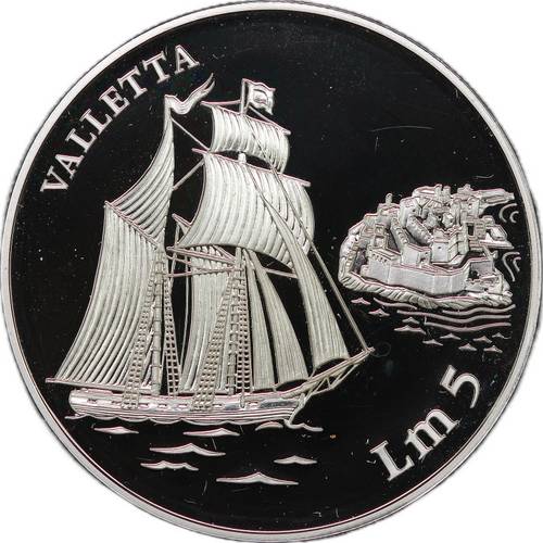 Монета 5 лир 1994 Парусник Valletta Мальта