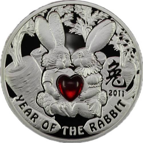 Монета 1 доллар 2010 Китайский гороскоп - Год кролика /кролик, сидящий в поле/ Ниуэ