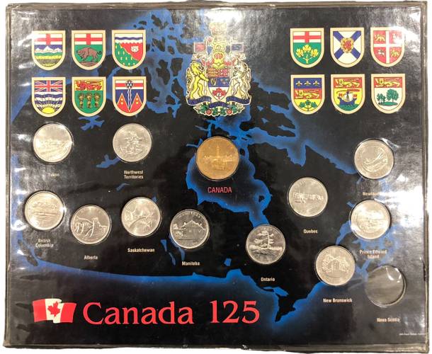 Набор монет 25 центов, 1 доллар 1992 125 лет Конфедерации Канада