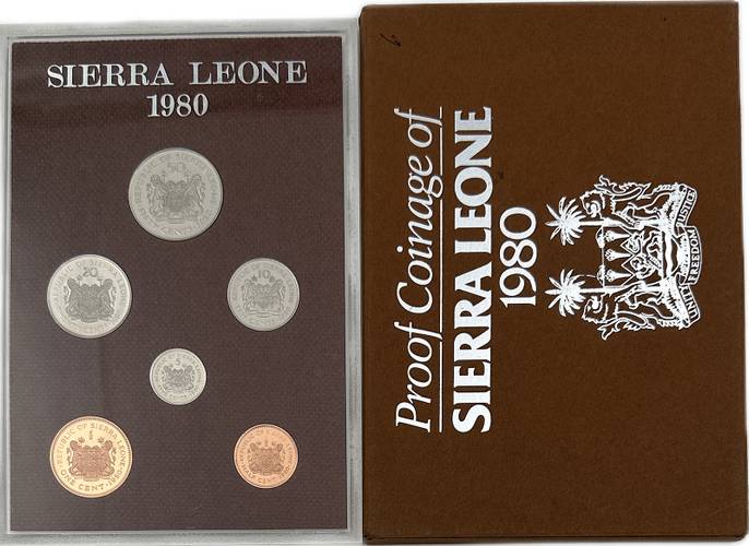 Годовой набор монет 1/2, 1, 5, 10, 20, 50 центов 1980 PROOF Сьерра Леоне 