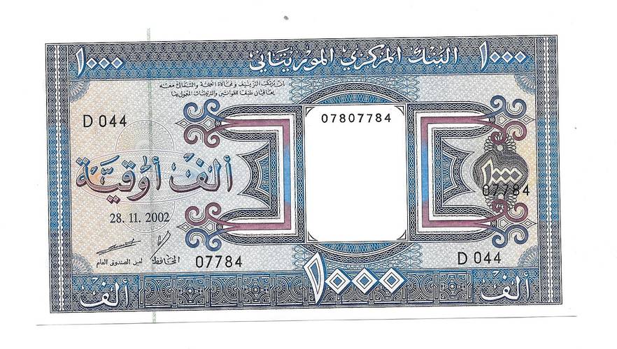 Банкнота 1000 угий 2001 Мавритания