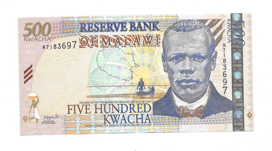 Банкнота 500 квача 1989 Малави