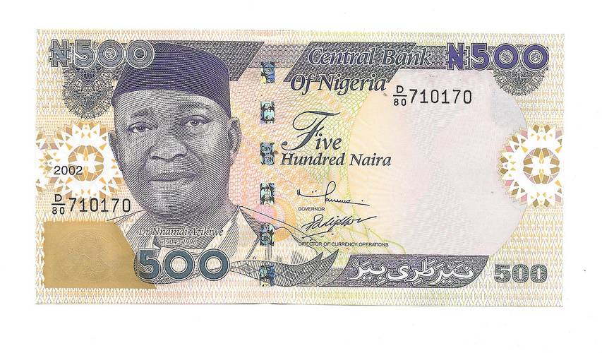 Банкнота 500 найра 2002 Нигерия