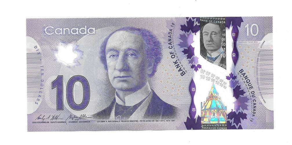 Банкнота 10 долларов 2013 Канада