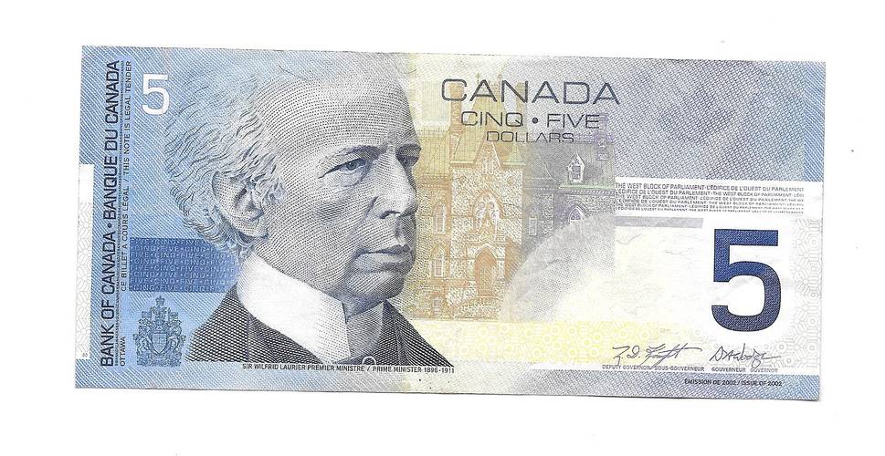 Банкнота 5 долларов 2002 Канада