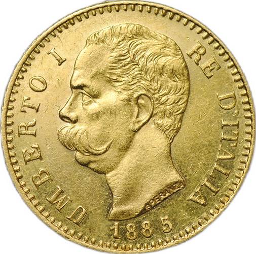 Монета 20 лир 1885 Италия