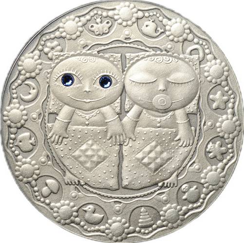 Монета 20 рублей 2009 Знаки зодиака - Близнецы Беларусь