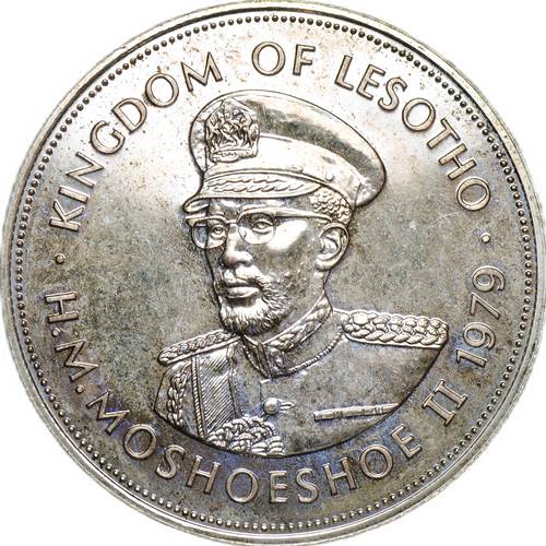 Монета 10 малоти 1979 Памятник Королю Мошвешве I BUNC Лесото