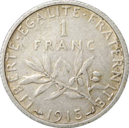 Монета 1 франк 1915 Франция