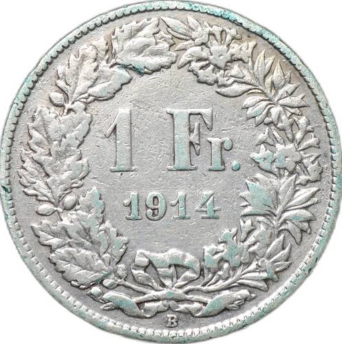 Монета 1 франк 1914 Швейцария