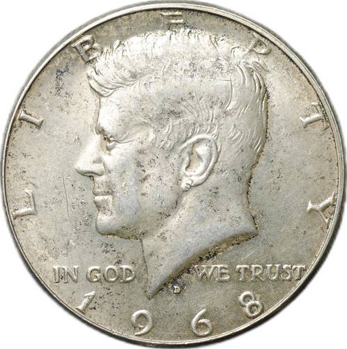 Монета 1/2 доллара 1968 D - Денвер США