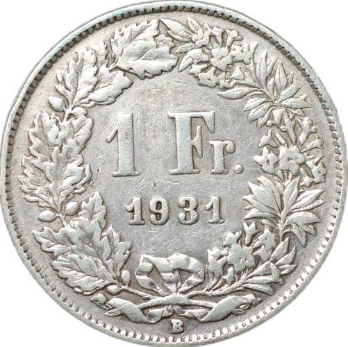 Монета 1 франк 1931 Швейцария