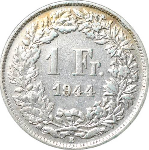 Монета 1 франк 1944 Швейцария