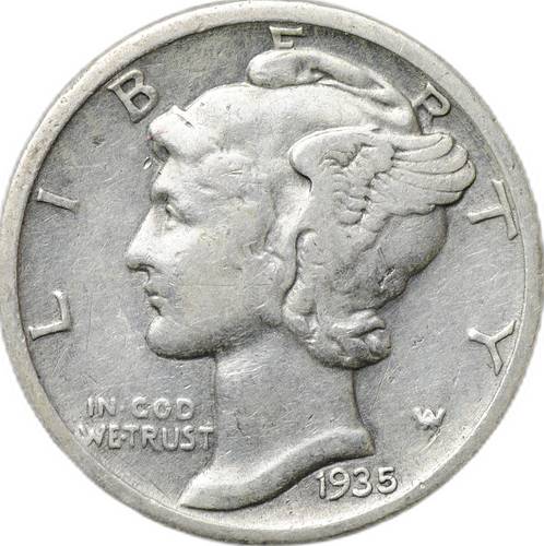 Монета Дайм (10 центов) 1935 S - Сан-Франциско США