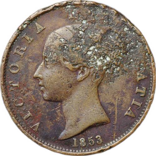 Монета 1/2 пенни 1853 Великобритания