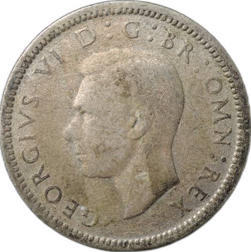 Монета 6 пенсов 1942 Великобритания