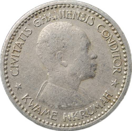 Монета 6 пенсов 1958 Гана