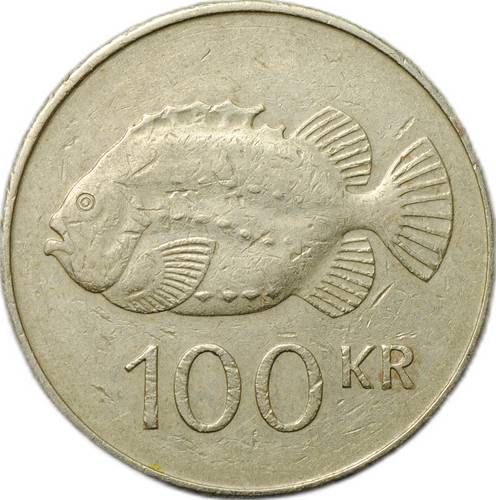 Монета 100 крон 2001 Исландия