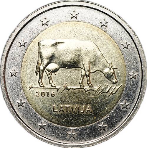 Монета 2 евро 2016 Латвийская бурая корова Латвия