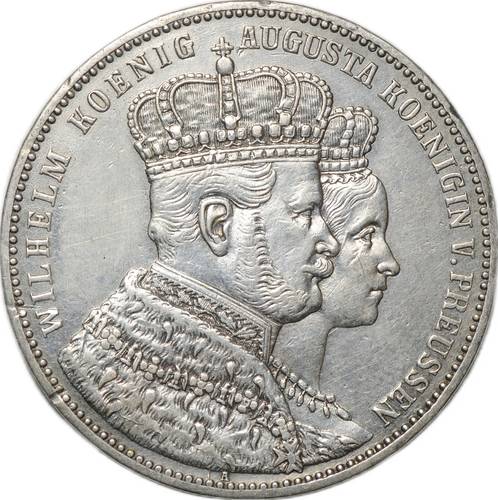 Монета 1 талер 1861 Коронация Вильгельма I и Августы Пруссия Германия