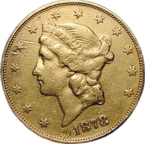 Монета 20 долларов 1878 S Сан-Франциско США