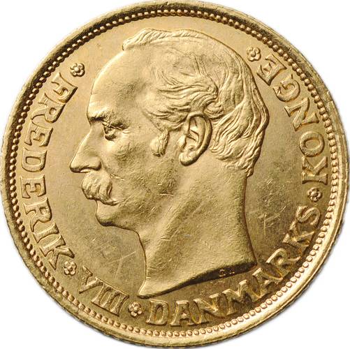 Монета 10 крон 1908 Дания