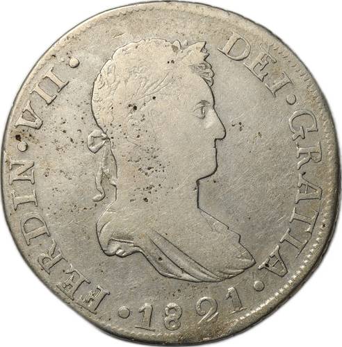 Монета 8 реалов 1821 D CG Мексика
