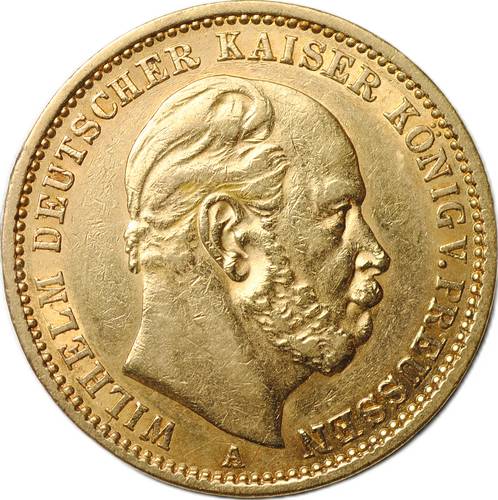 Монета 20 марок 1875 A Германия Пруссия