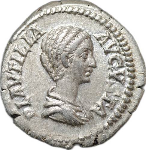 Монета Денарий 203 Фульвия Плавцилла, жена Каракаллы Конкордия Римская Империя