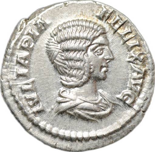 Монета Денарий 215 Юлия Домна Веста сидящая Римская Империя