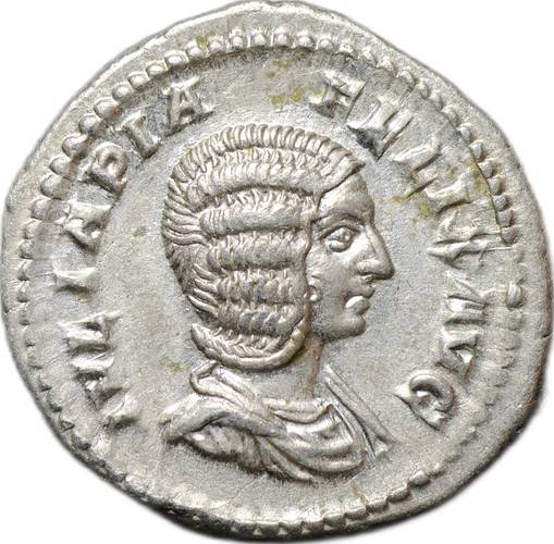 Монета Денарий 215 - 217 Юлия Домна Венера сидящая Римская Империя