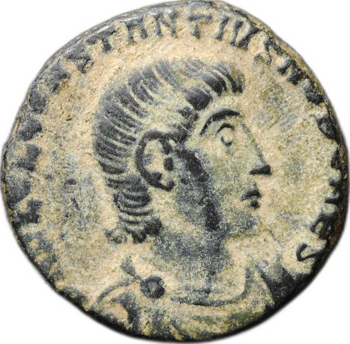 Монета Нуммий 351 - 355 Констанций II Солдат пронзающий всадника Римская Империя
