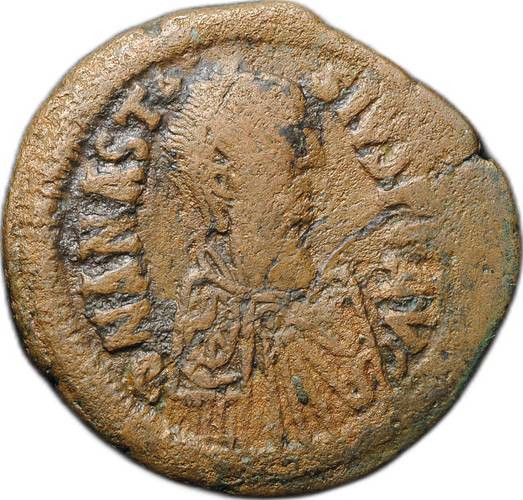 Монета Фоллис 498 - 518 Анастасий I  Византия
