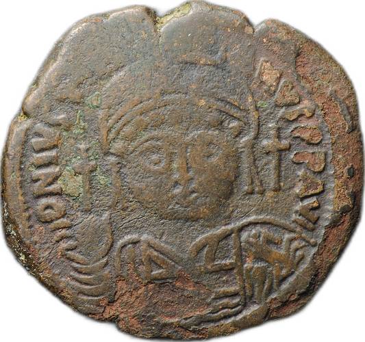Монета Фоллис 542 - 543 Юстиниан I Византия