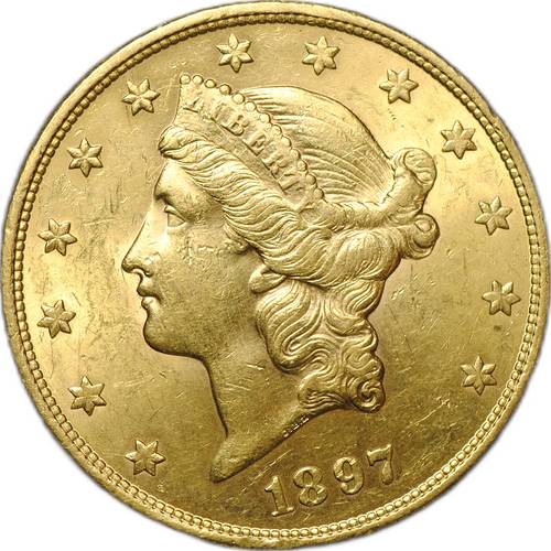 Монета 20 долларов 1897 S Сан-Франциско США
