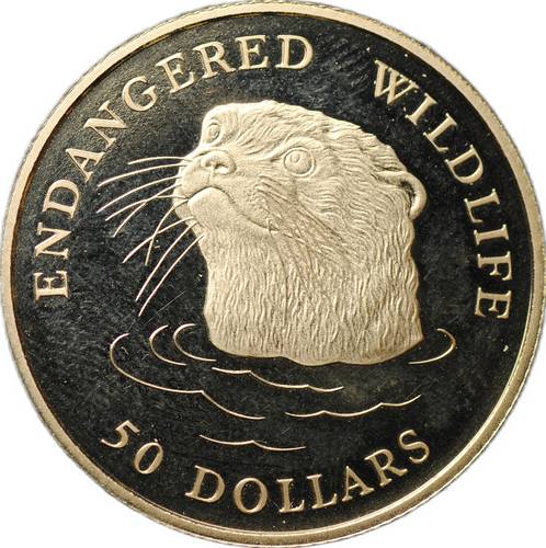 Монета 50 долларов 1994 Выдра золото Острова Кука