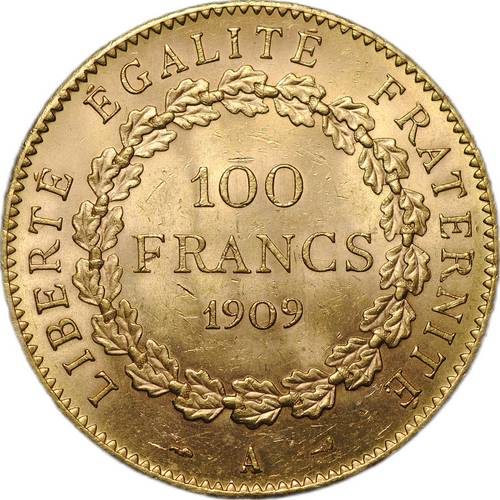 Монета 100 франков 1909 Франция