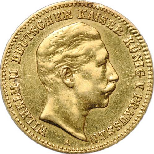 Монета 10 марок 1896 A Германия Пруссия