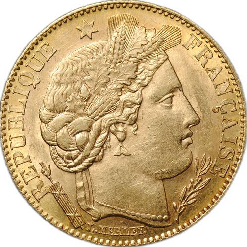 Монета 10 франков 1899 A Церера Франция