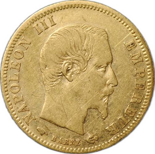 Монета 5 франков 1858 А золото Франция