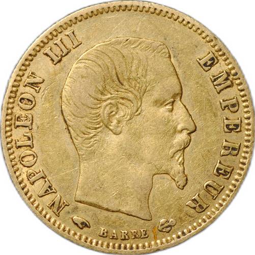 Монета 5 франков 1856 А золото Франция