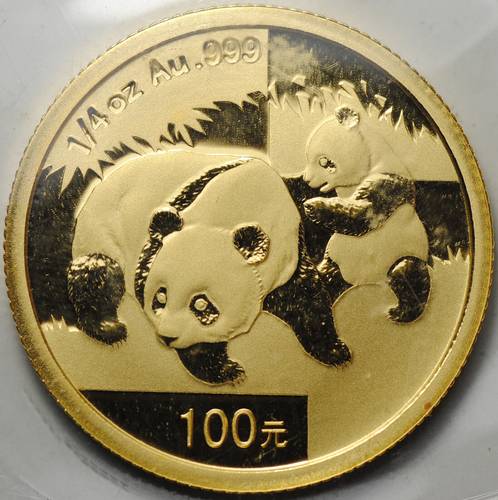 Монета 100 юаней 2008 Панда Китай (запайка)