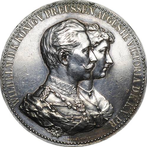 Медаль Юбилей свадьбы Вильгельма II и Августы Виктории 1912 Пруссия Германия