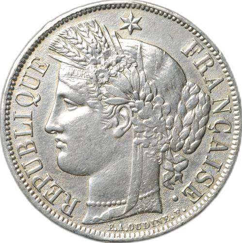 Монета 5 франков 1850 A Франция