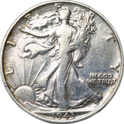 Монета 50 центов (1/2 доллара) 1943 США