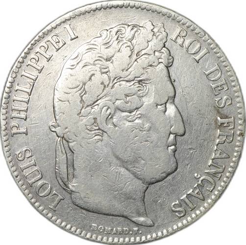 Монета 5 франков 1834 B Руан Франция
