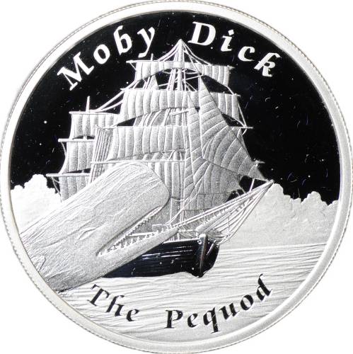 Монета 1 доллар 2013 Знаменитые корабли - Пекод Моби Дик Тувалу